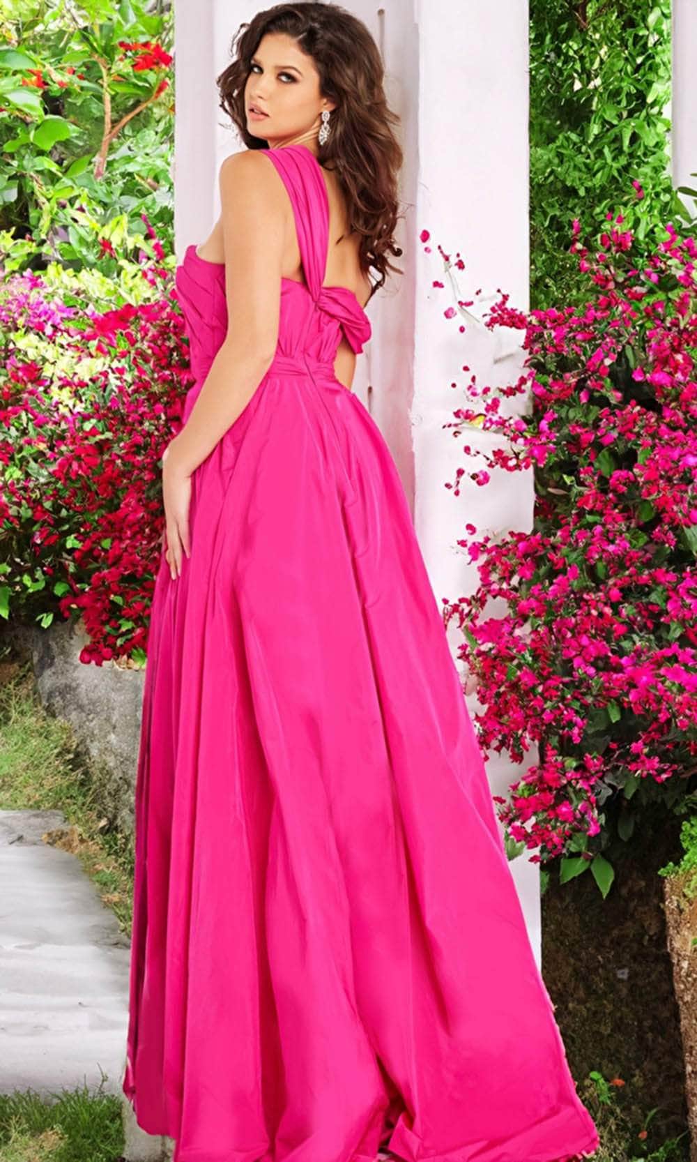 Jovani 09368 - Asymmetric Strap Taffeta Gown Prom Dresses
