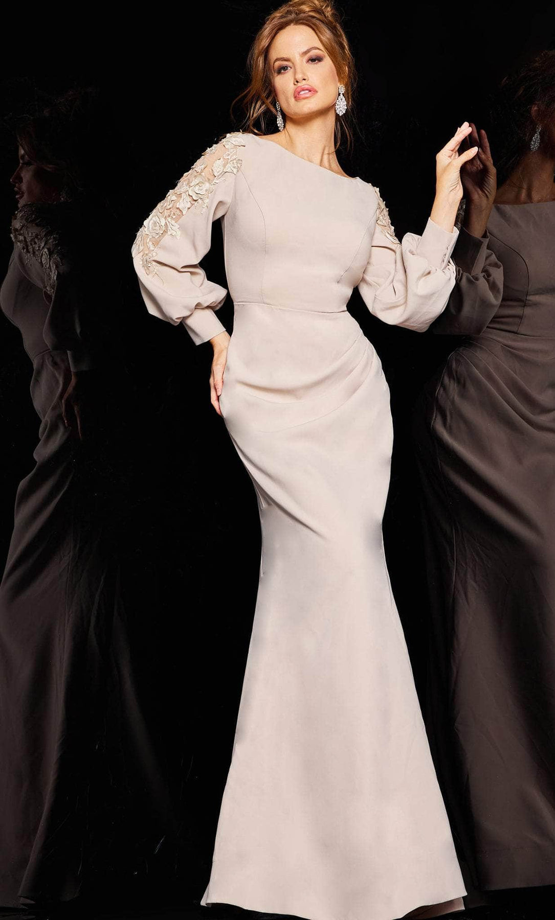 Jovani 09470 - Bishop Sleeve Mermaid Evening Gown Evening Dresses