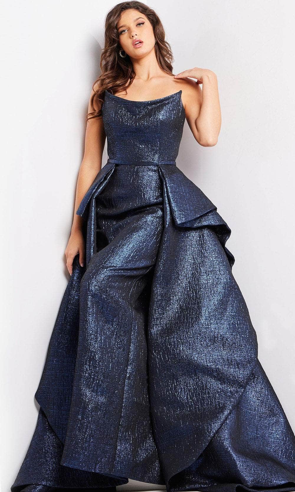 Jovani 09481 - Scoop Neck Metallic Evening Gown Evening Dresses