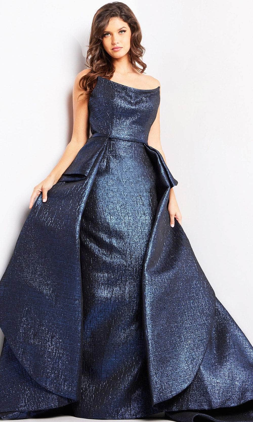 Jovani 09481 - Scoop Neck Metallic Evening Gown Evening Dresses