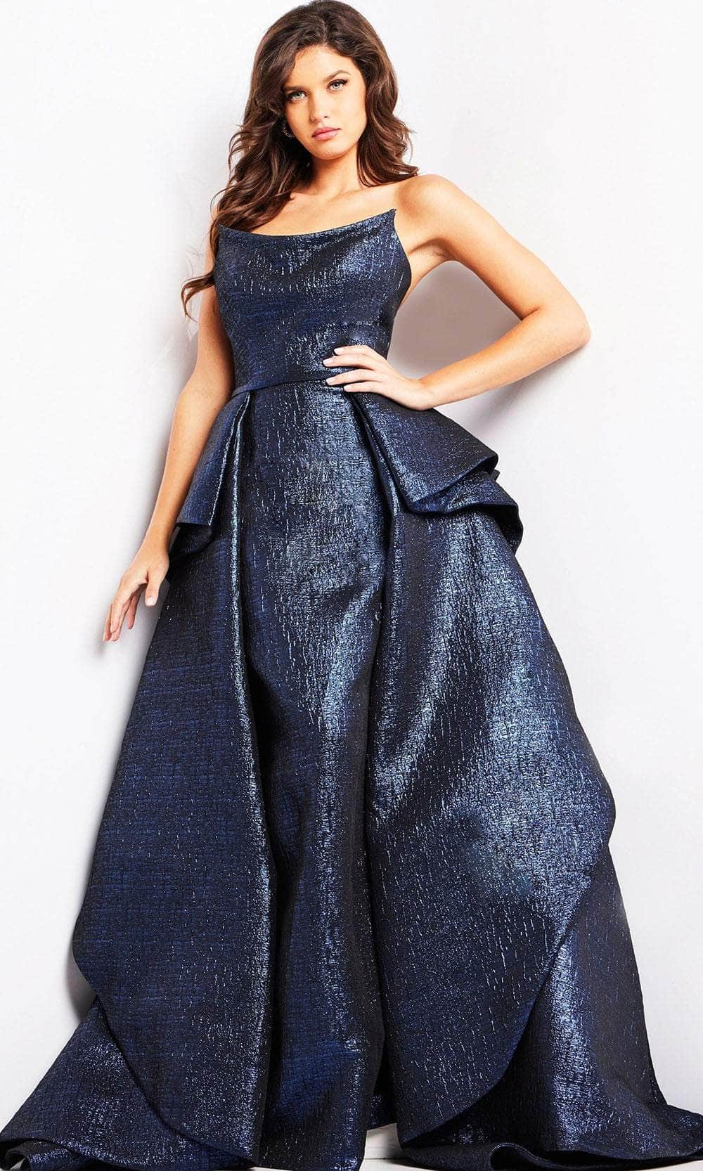 Jovani 09481 - Scoop Neck Metallic Evening Gown Evening Dresses
