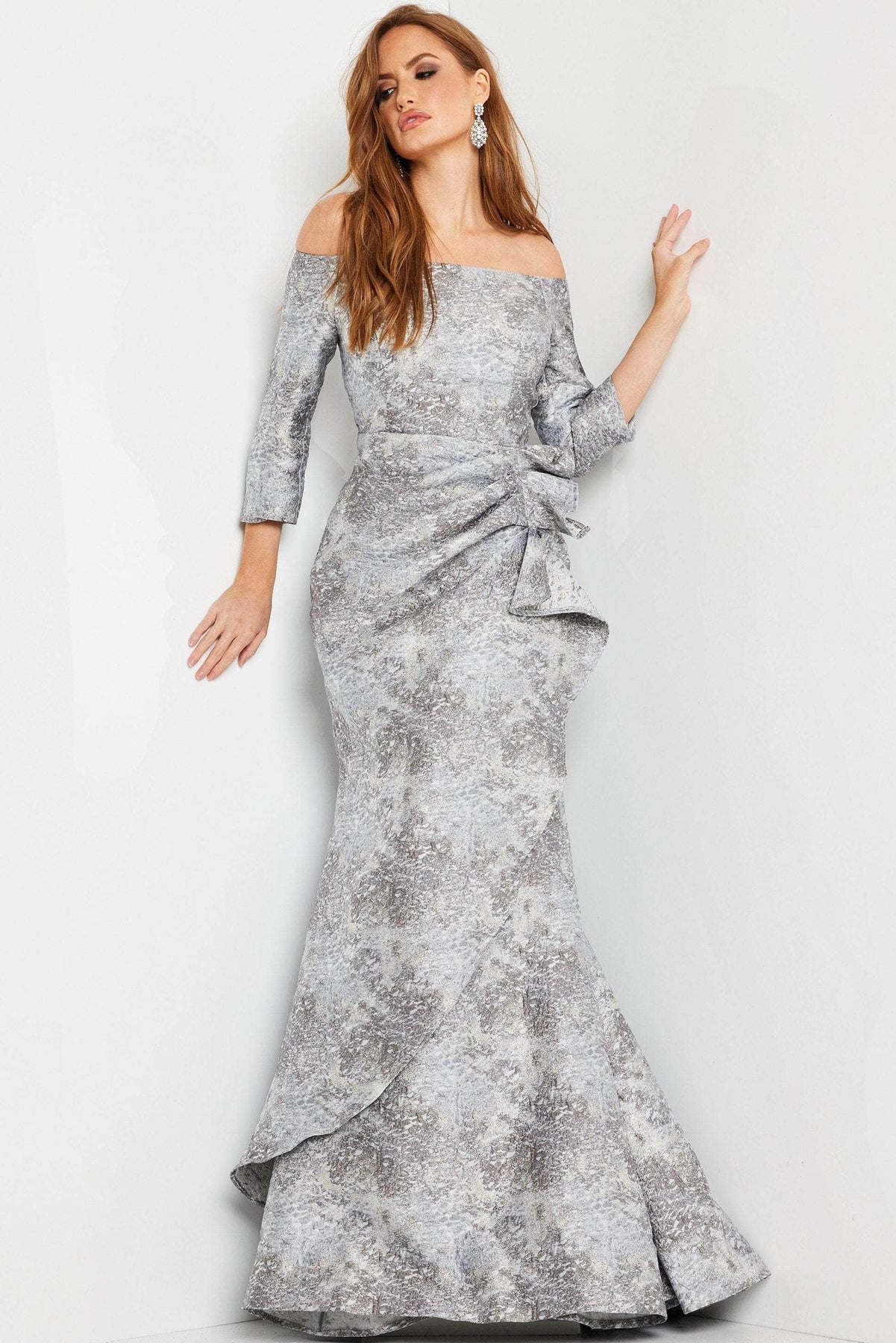 Jovani 09550 - Quarter Sleeve Mermaid Evening Gown Special Occasion Dress