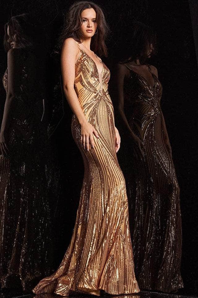 Jovani 09693 - Sequined Scoop Back Prom Dress Prom Dresses