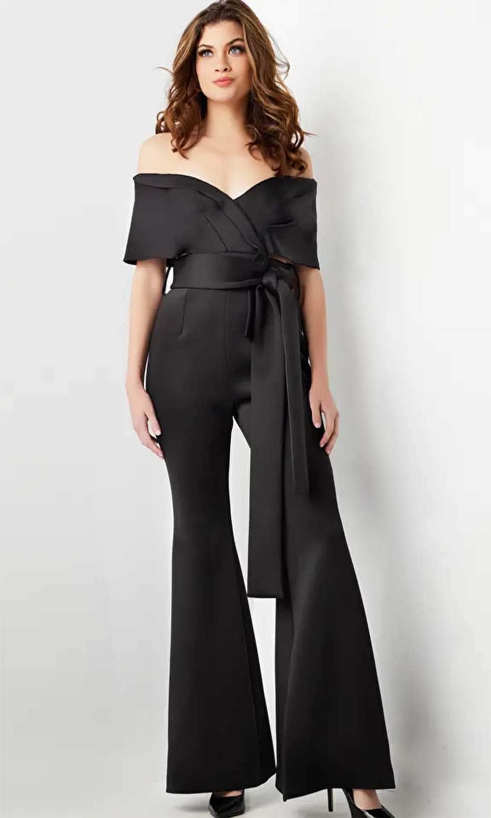 Jovani 09726 - Off-Shoulder Ruffle Detailed Jumpsuit Formal Pantsuit