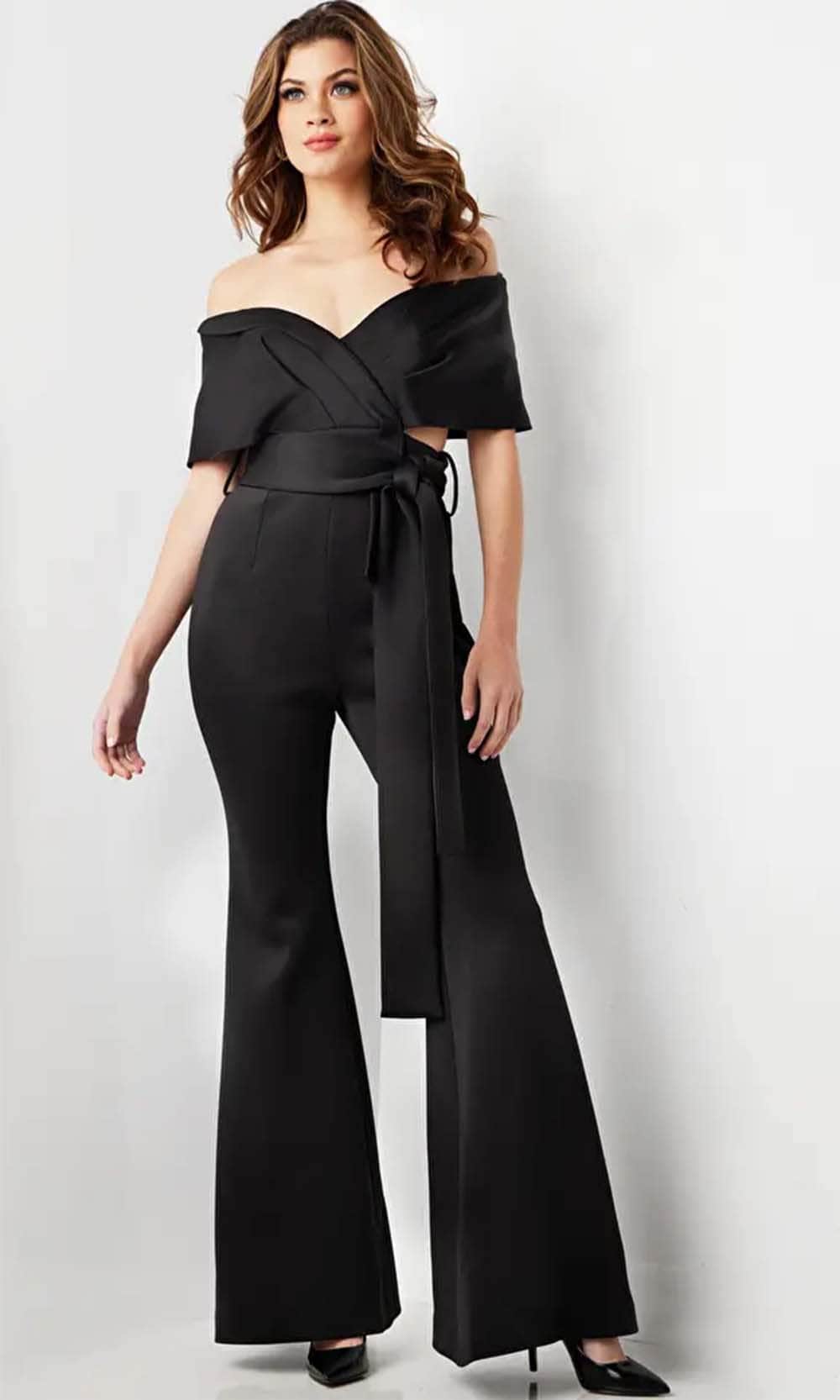 Jovani 09726 - V-Neck Off-Shoulder Jumpsuit Formal Pantsuits