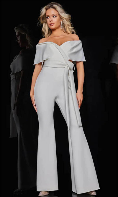 Jovani 09726 - Off-Shoulder Ruffle Detailed Jumpsuit Formal Pantsuit