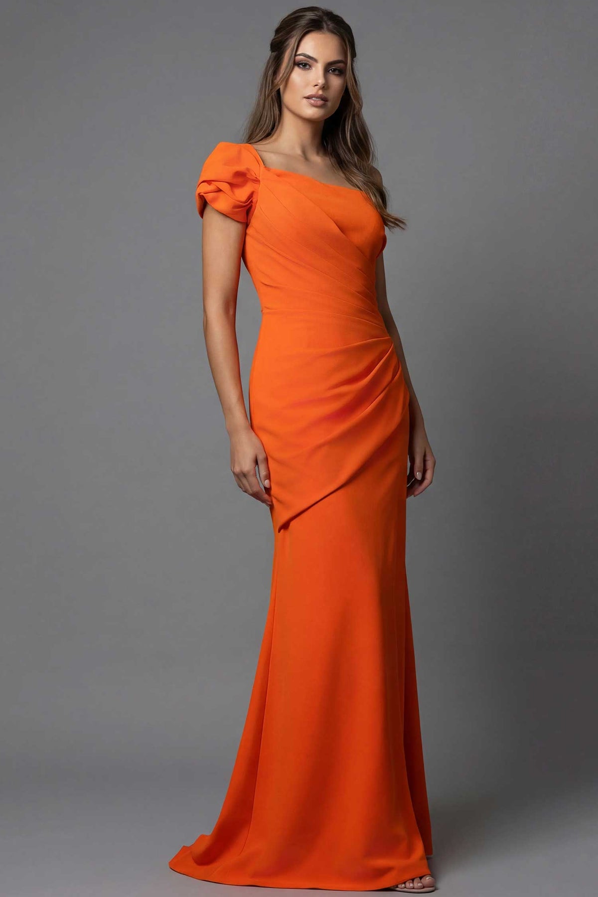 Jovani 09961 - Pleated Detail Asymmetric Long Gown