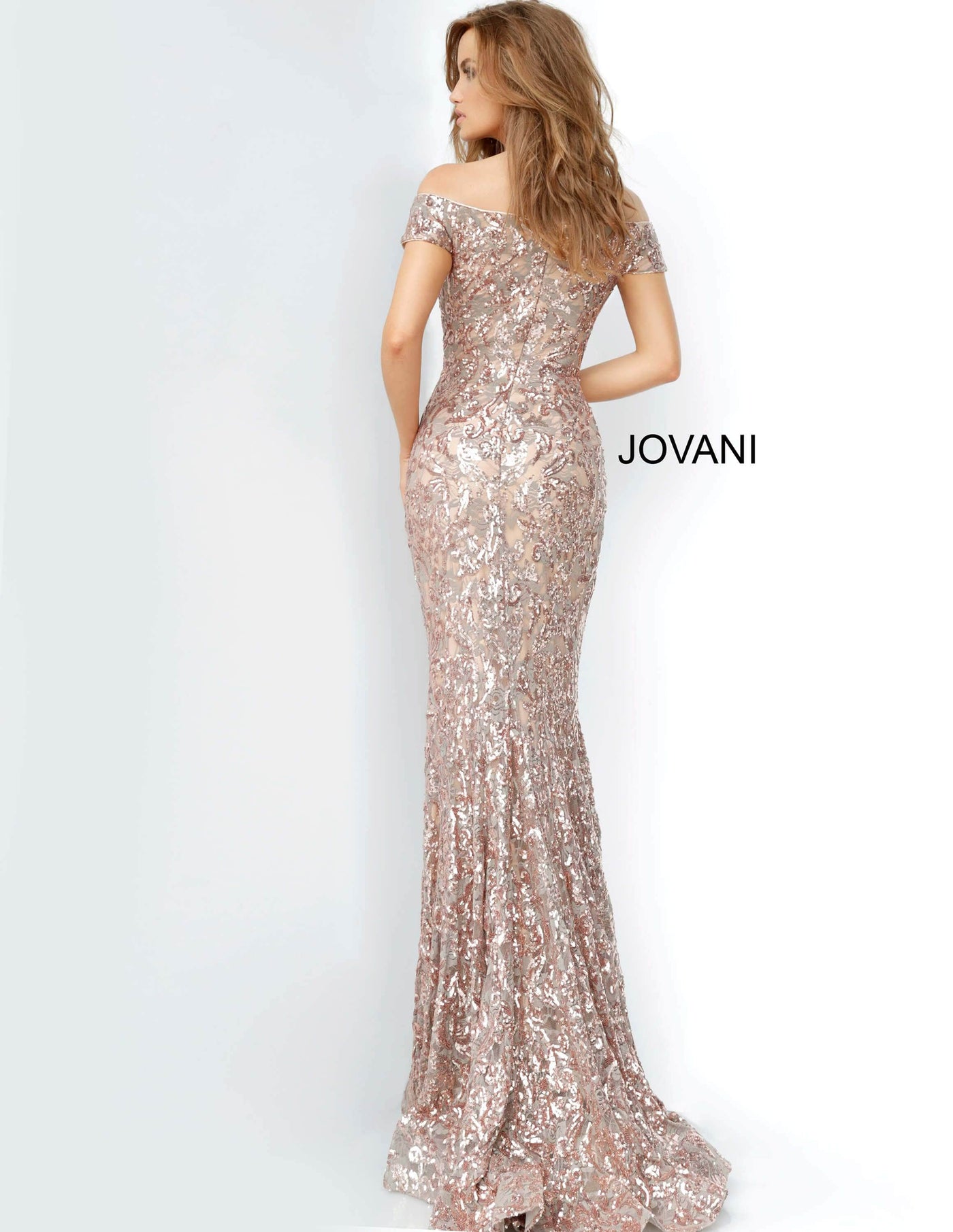 Jovani - 1122 Off-Shoulder Sequined Sheath Dress Evening Dresses