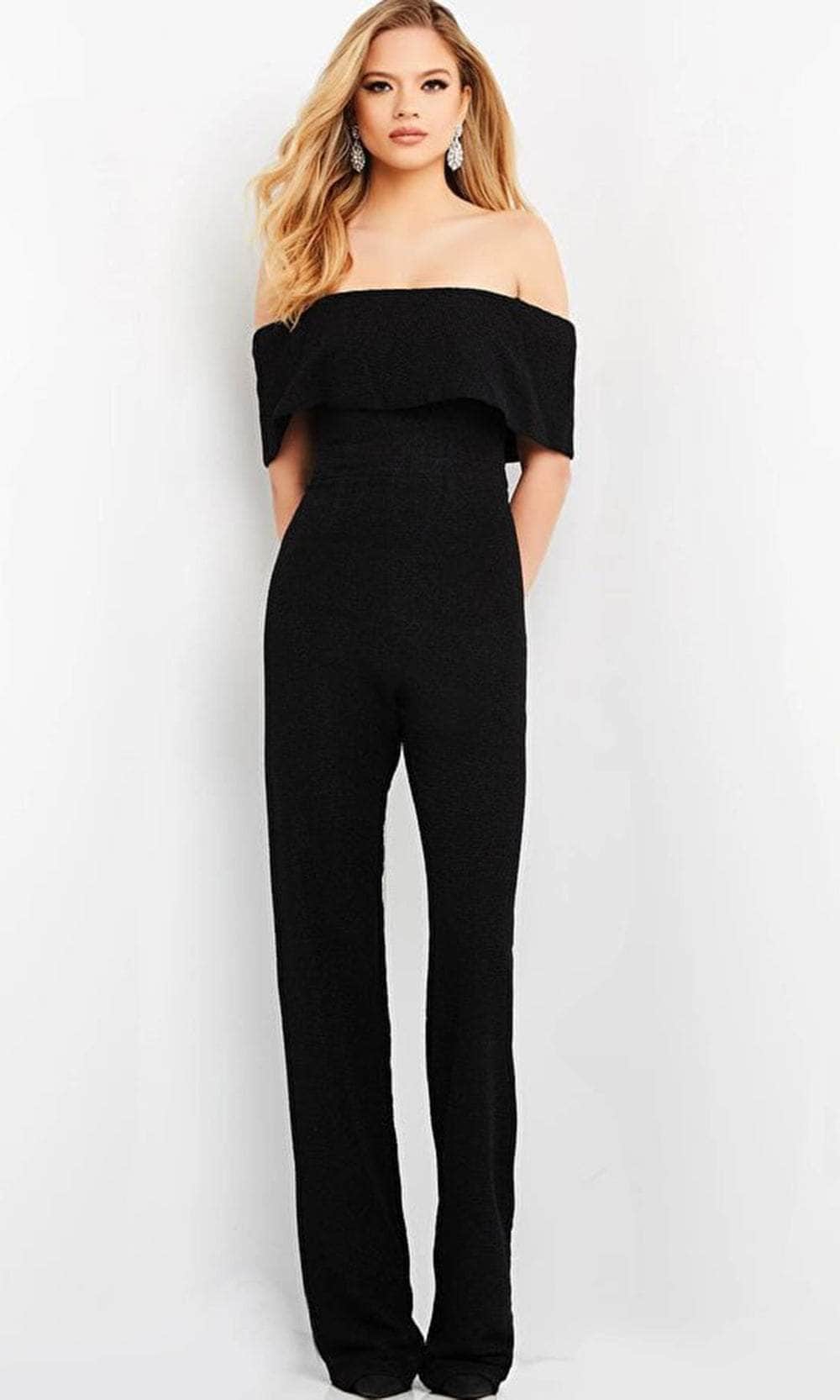 Jovani 1230 - Off Shoulder Evening Jumpsuit Evening Dresses 00 / Black