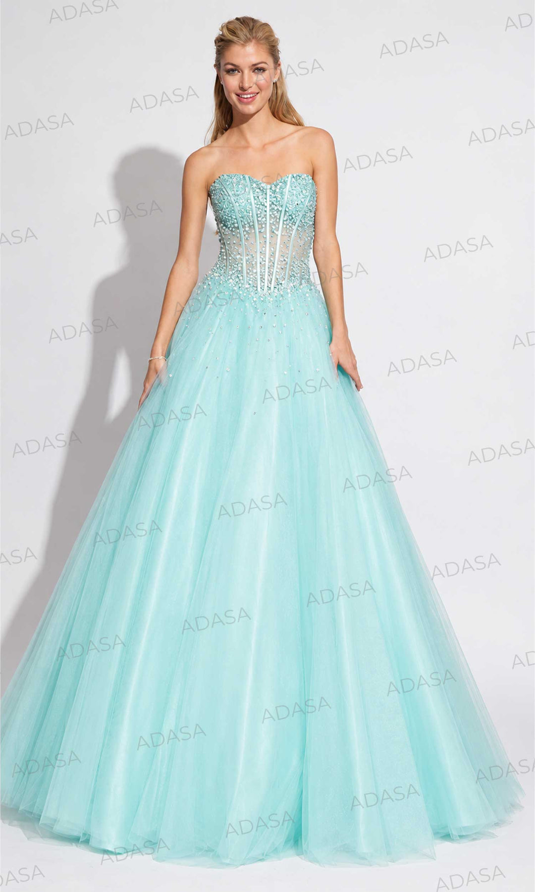 Jovani 1332 - Bedazzled Strapless Corset Gown