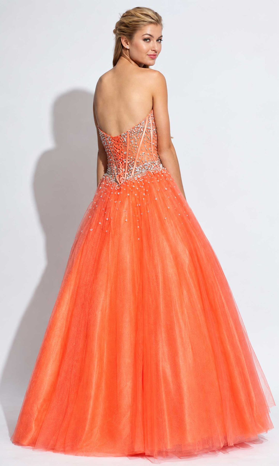 Jovani 1332 - Bedazzled Strapless Corset Gown