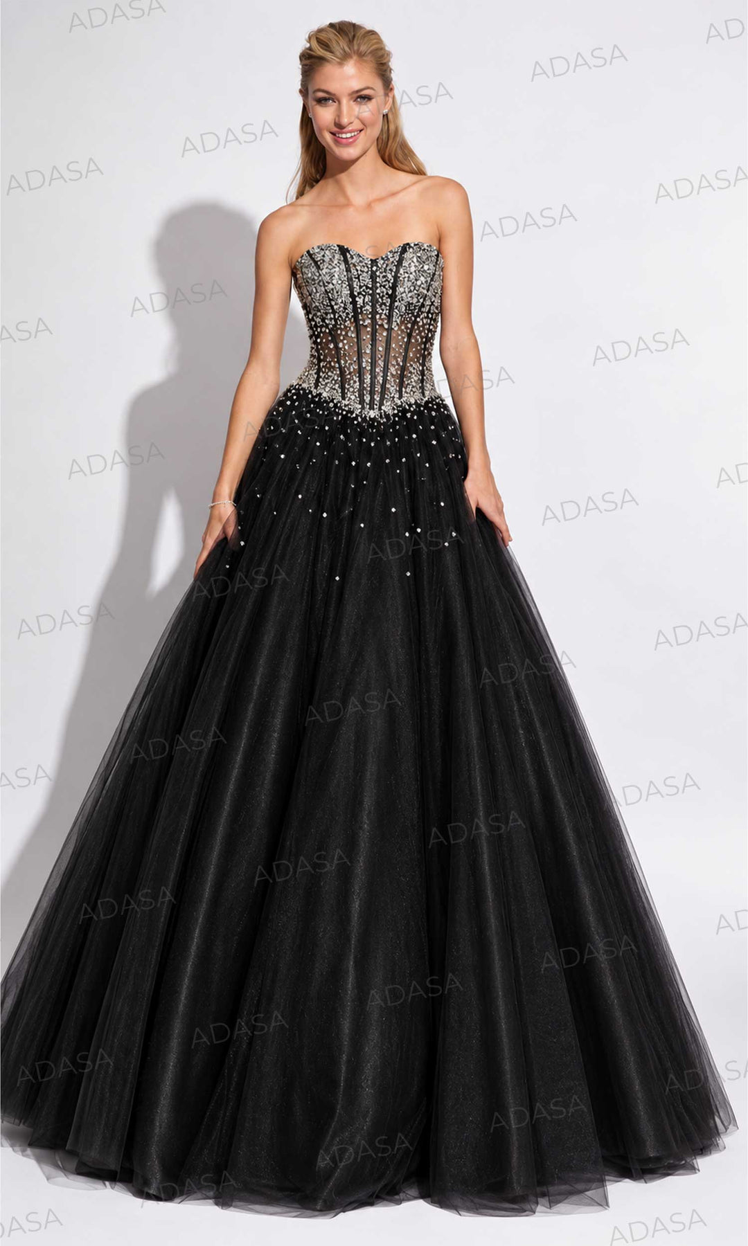 Jovani 1332 - Bedazzled Strapless Corset Gown