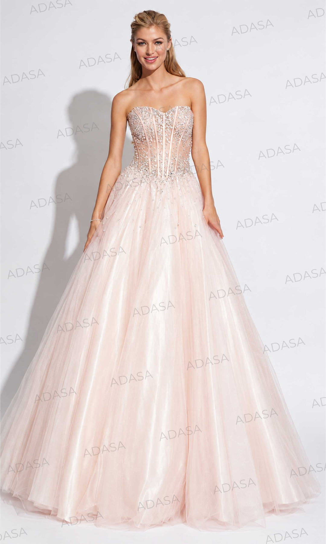 Jovani 1332 - Bedazzled Strapless Corset Gown