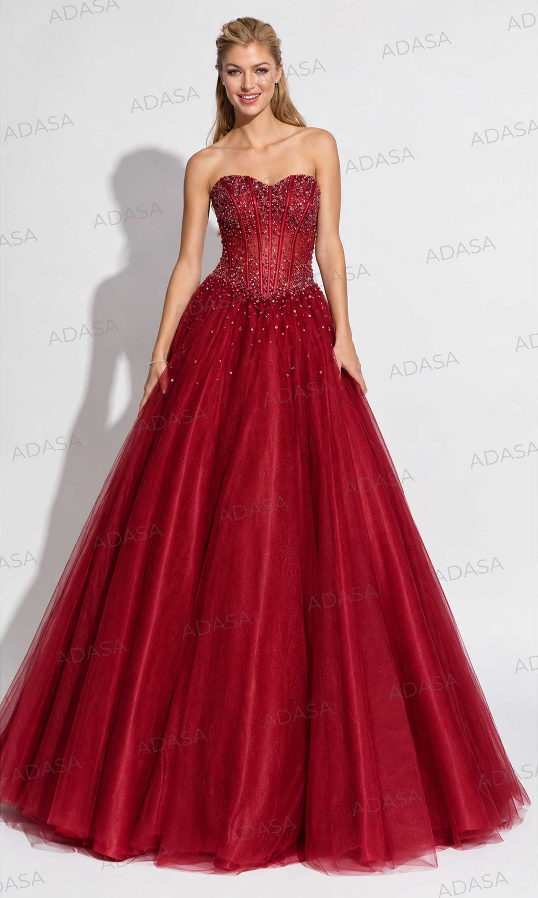 Jovani 1332 - Bedazzled Strapless Corset Gown