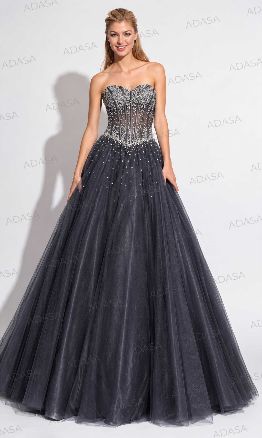 Jovani 1332 - Bedazzled Strapless Corset Gown