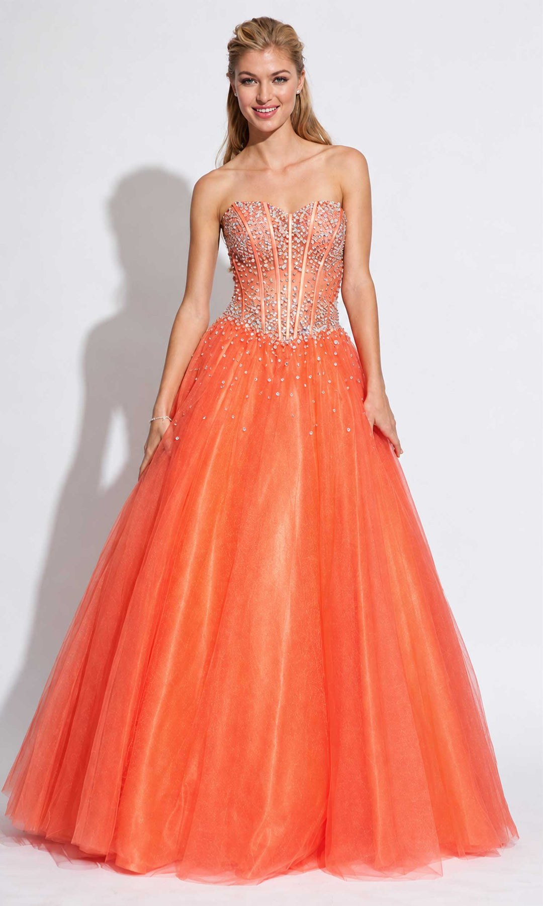 Jovani 1332 - Bedazzled Strapless Corset Gown