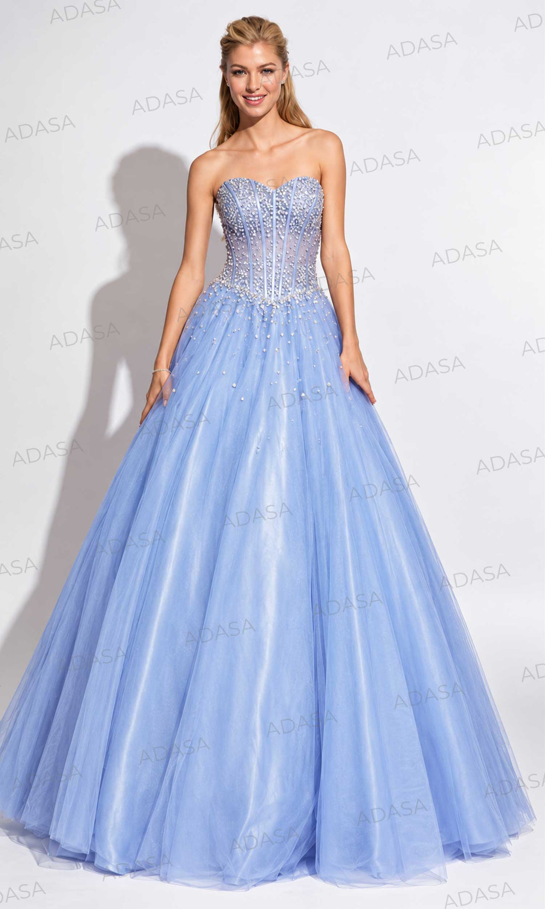 Jovani 1332 - Bedazzled Strapless Corset Gown