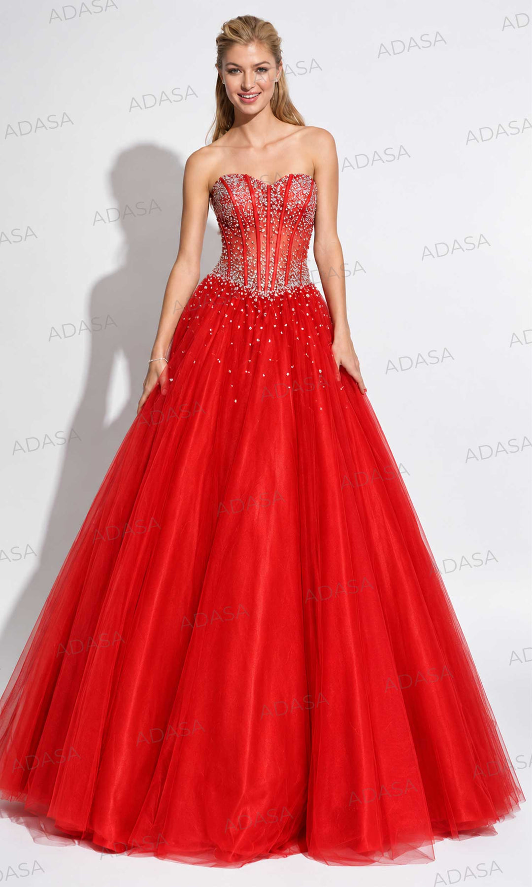 Jovani 1332 - Bedazzled Strapless Corset Gown
