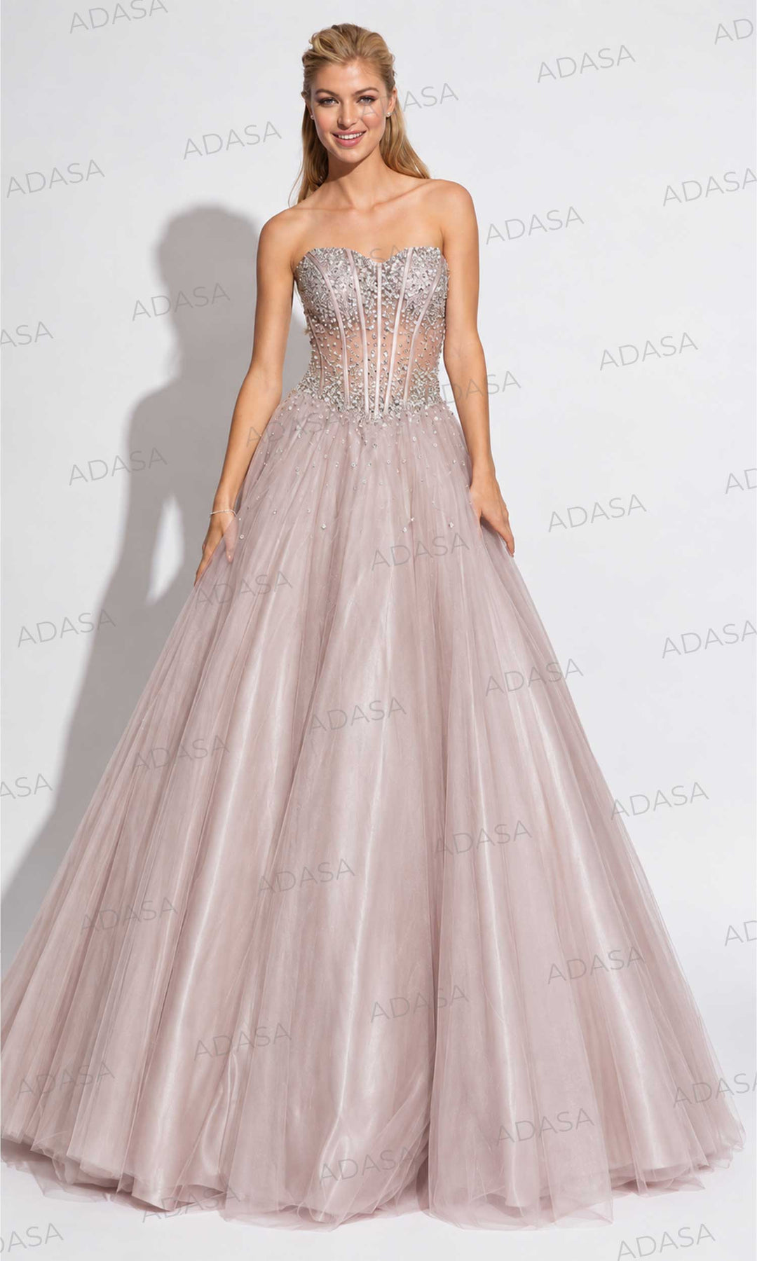 Jovani 1332 - Bedazzled Strapless Corset Gown