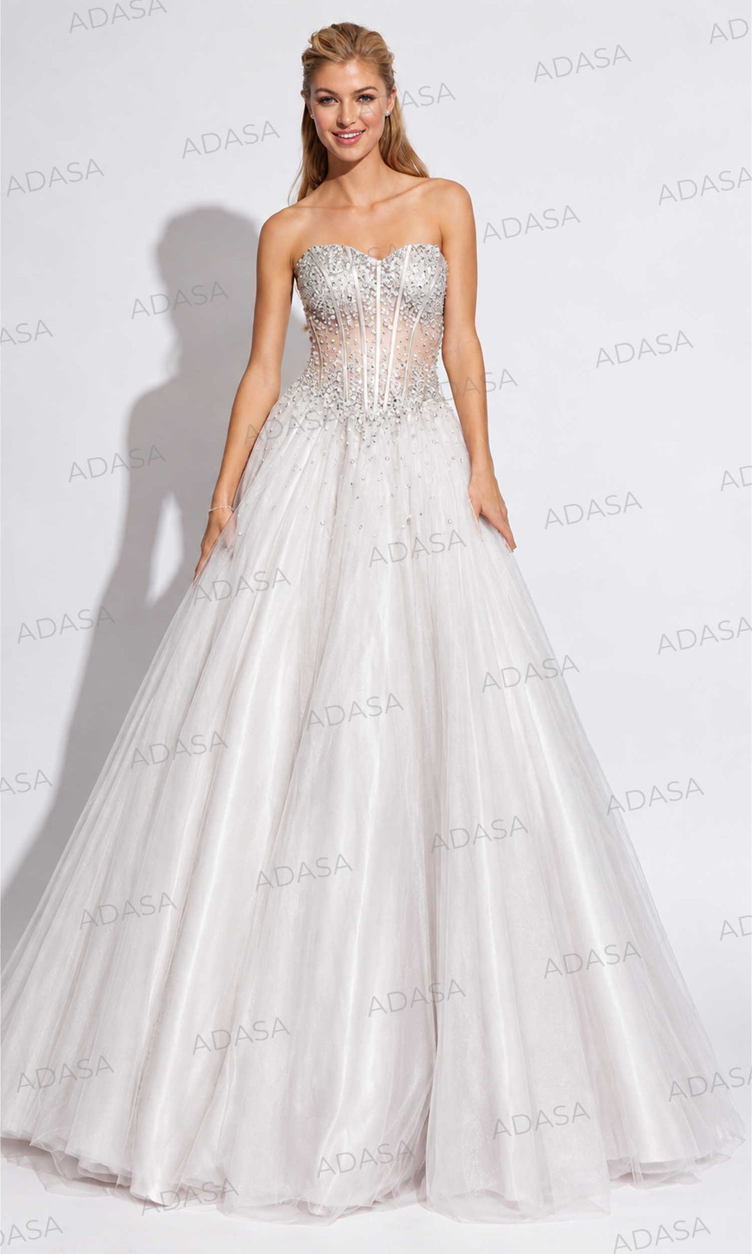 Jovani 1332 - Bedazzled Strapless Corset Gown