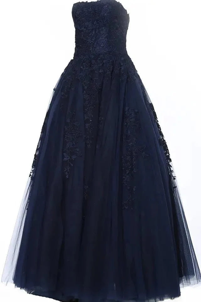 Jovani 1831 - Applique Sweetheart Prom Dress Evening Dresses 00 / Navy