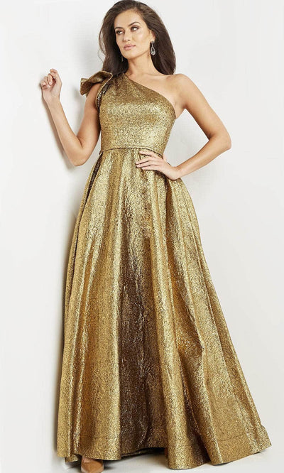 Jovani 22268 - Asymmetric A-Line Evening Gown Evening Dresses 00 / Gold