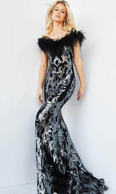 Jovani 22346 - Sequin and Feathered Evening Gown Prom Dresses