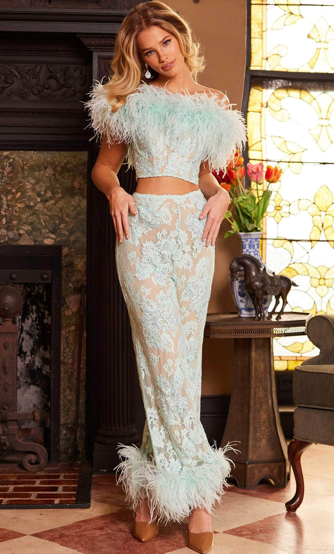 Jovani 22350 - Two Piece Off-Shoulder Pant Suit Special Occasion Dress
