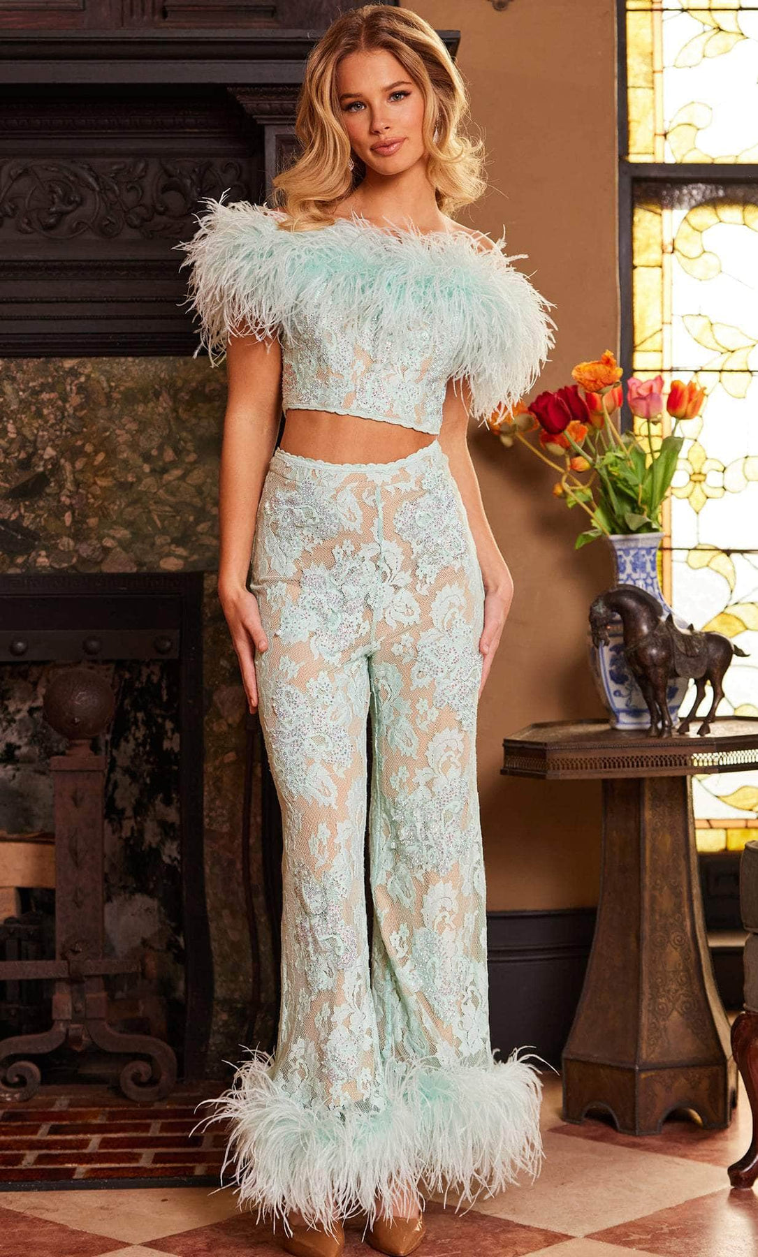 Jovani 22350 - Two Piece Off-Shoulder Pant Suit Special Occasion Dress