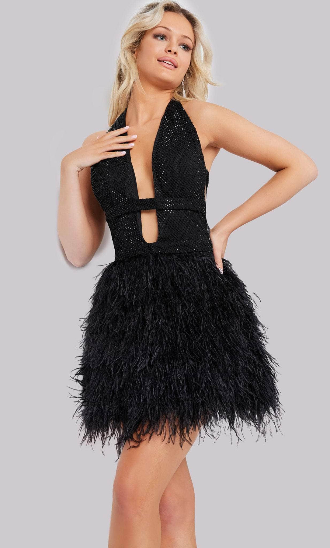 Jovani 22387 - Feather Skirt Homecoming Dress Cocktail Dresses