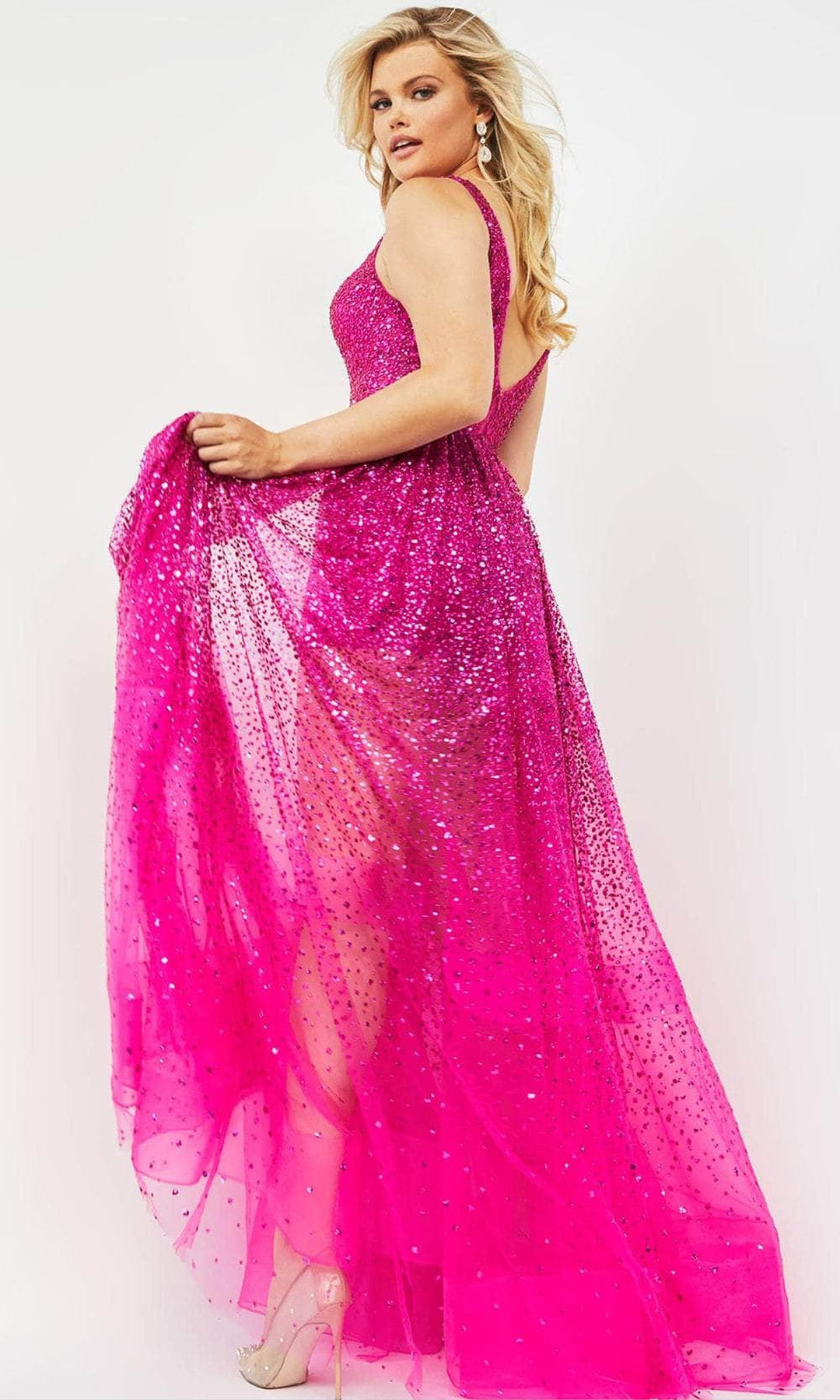 Jovani 22391 - Glitter Overskirt Prom Dress