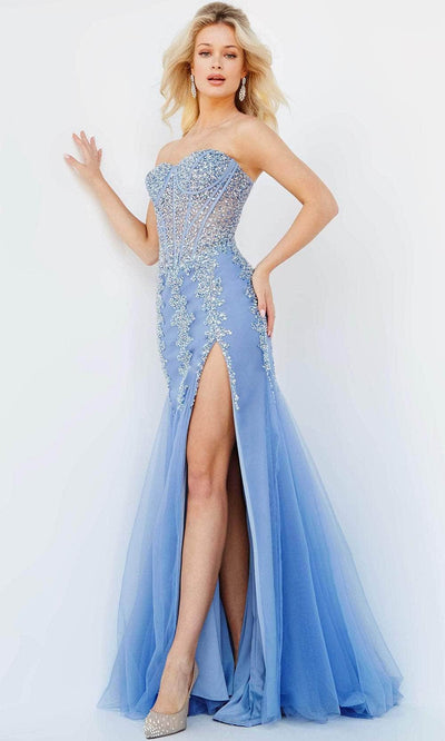 Jovani 22538 - Beaded Corset Prom Dress with Slit Special Occasion Dress