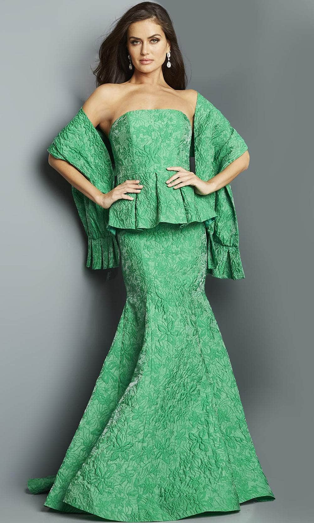 Jovani 22585 - Strapless Embroidered Evening Dress Evening Dresses 00 / Green