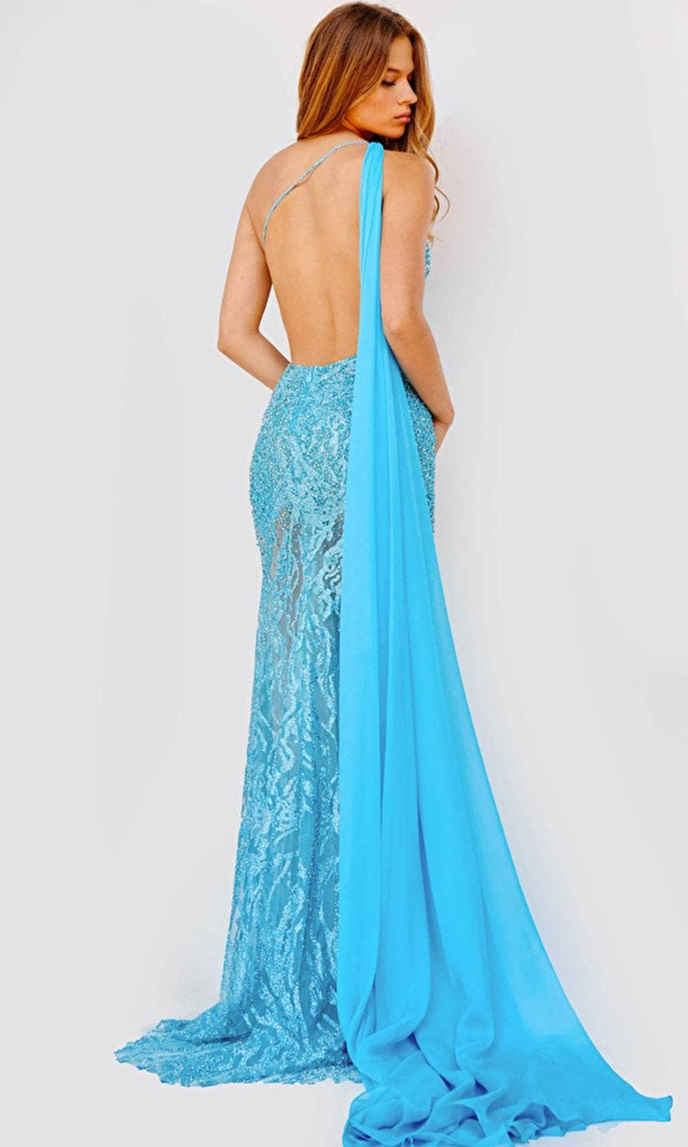 Jovani 22602 - Bedazzled Asymmetric Slit Gown Prom Dresses