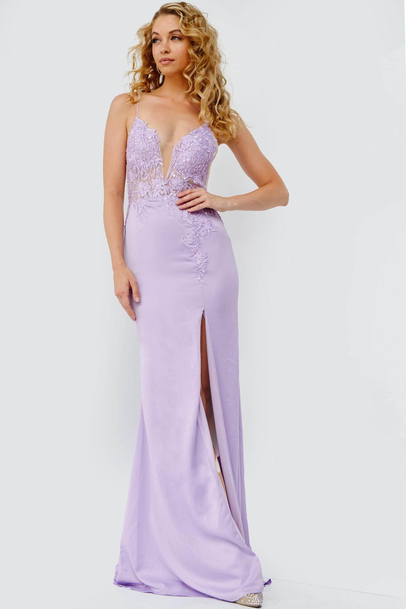 Jovani 23124 - Embroidered Bodice Prom Dress Prom Dresses 00 / Lilac