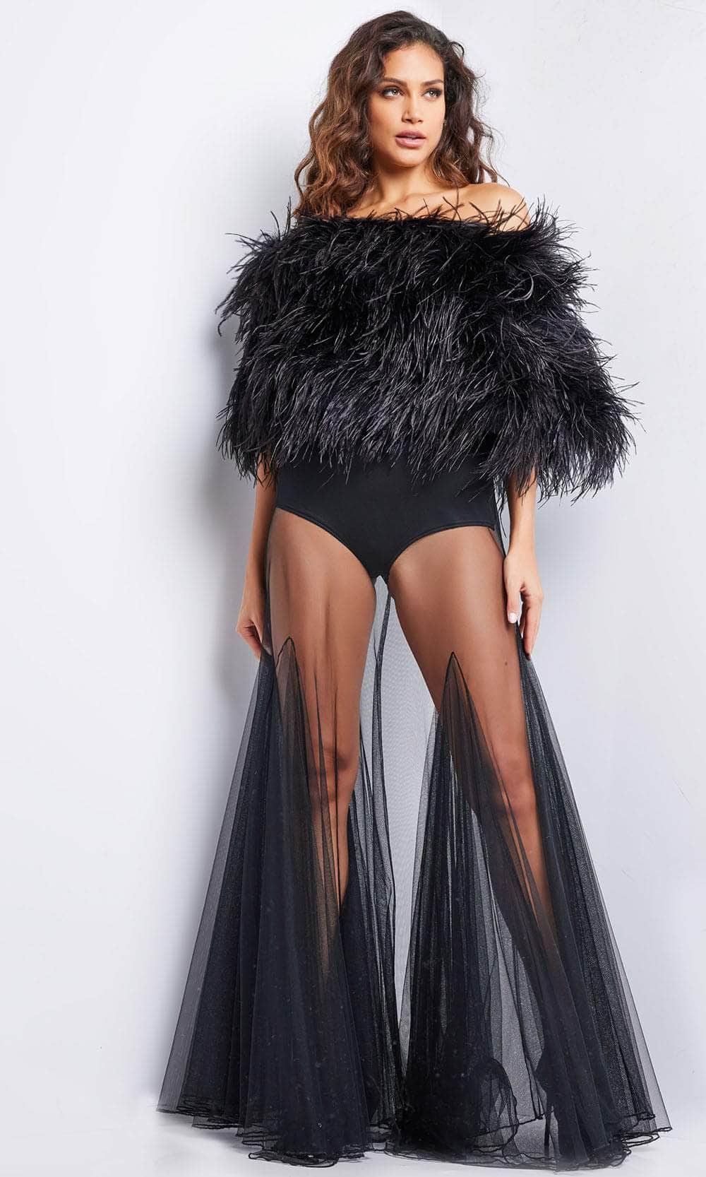 Jovani 23305 - Off-Shoulder A-line Gown Evening Dresses 00 / Black