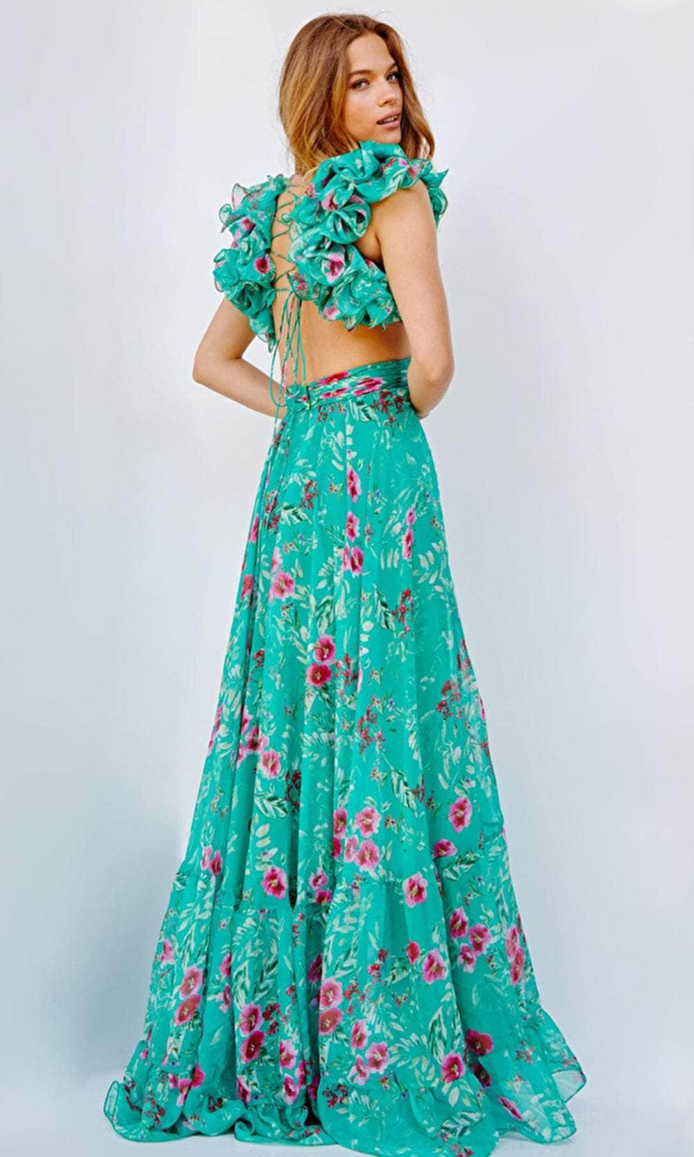 Jovani 23321 - Floral Printed A-line Flowy Gown Prom Dresses