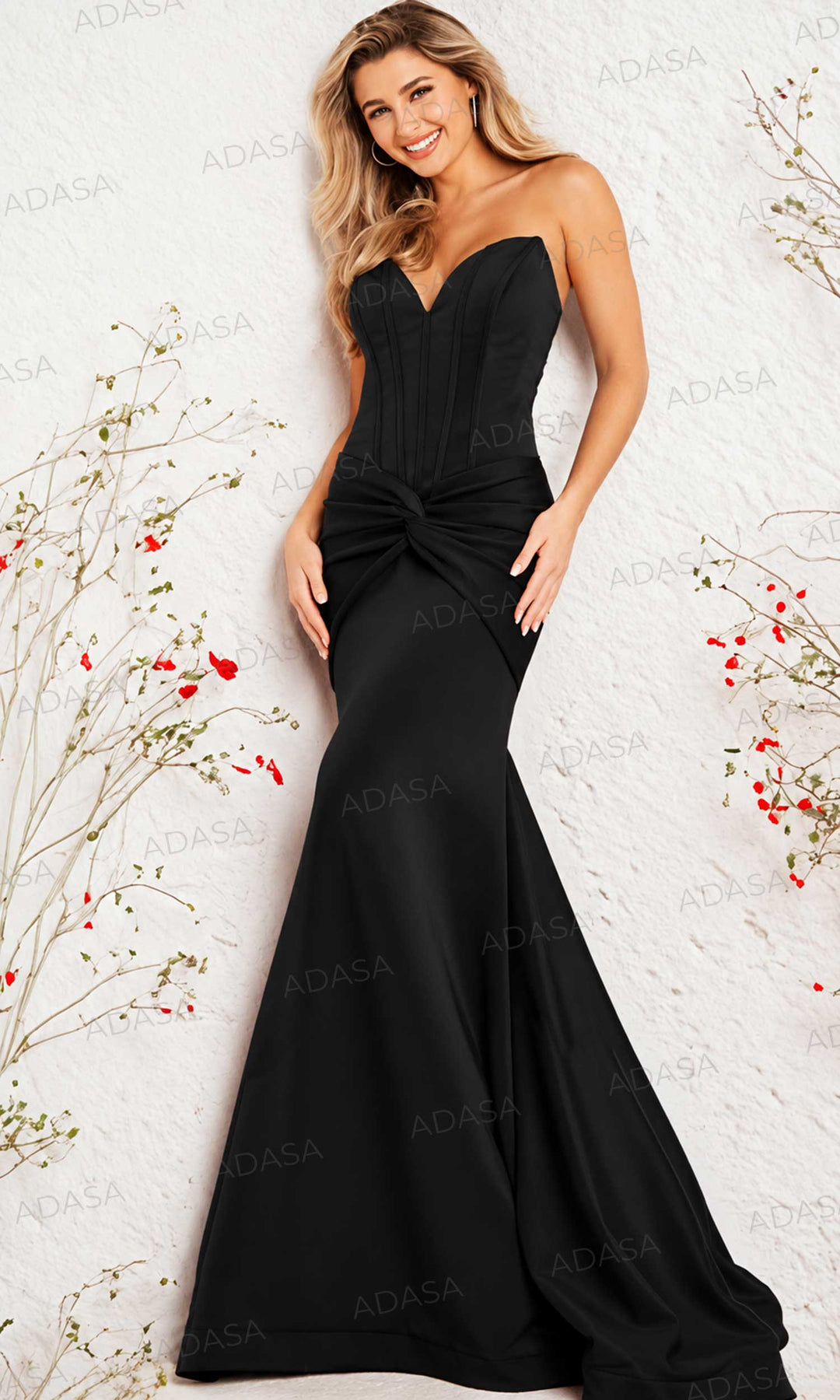 Jovani 23556 - Strapless Ribbon Long Gown