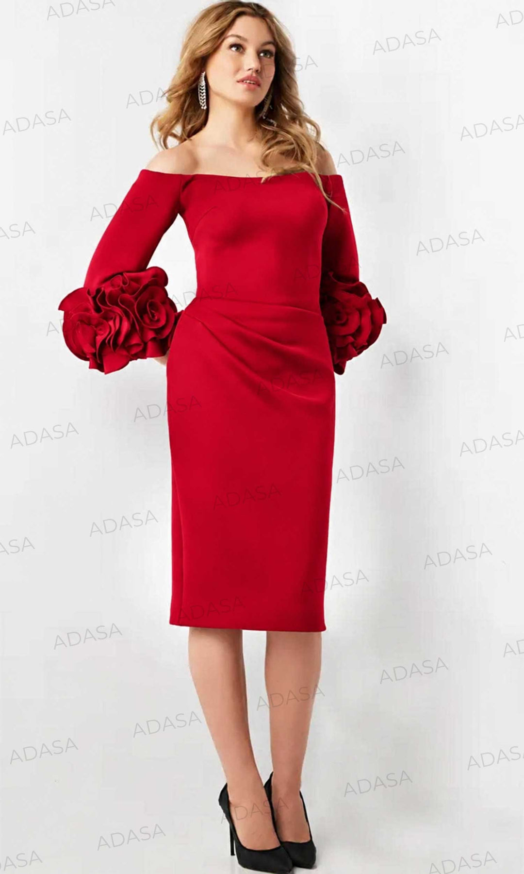 Jovani 23717 - Ruffle Detailed Knee-Length Dress