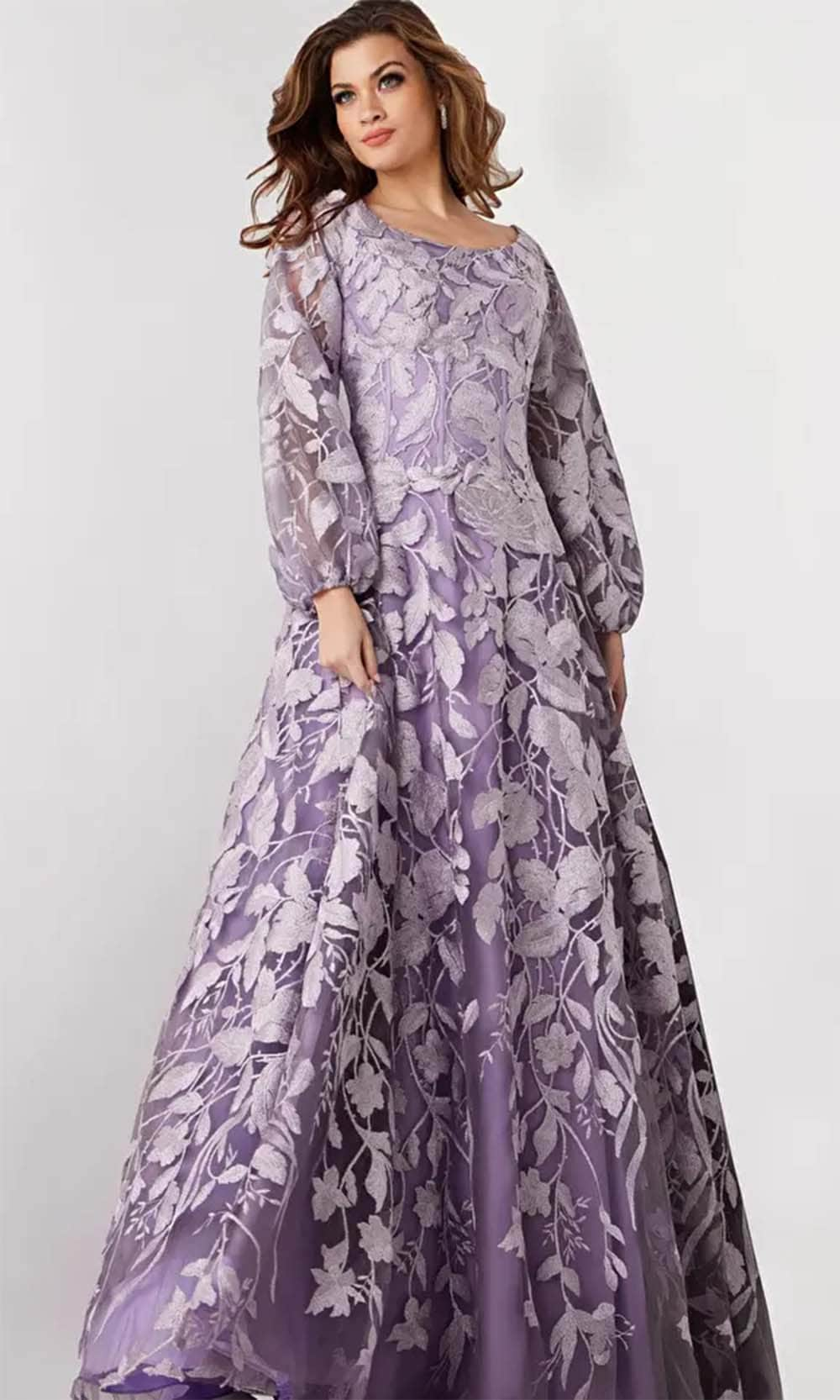 Jovani 23919 - Long Sleeve Embroidered Dress Mother of the Bride Dresses 00 / Mauve