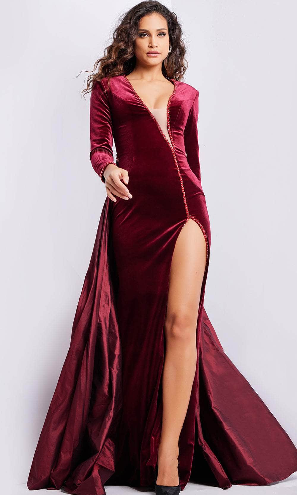 Jovani 23943 - Long Sleeve Velvet Evening Dress Evening Dresses