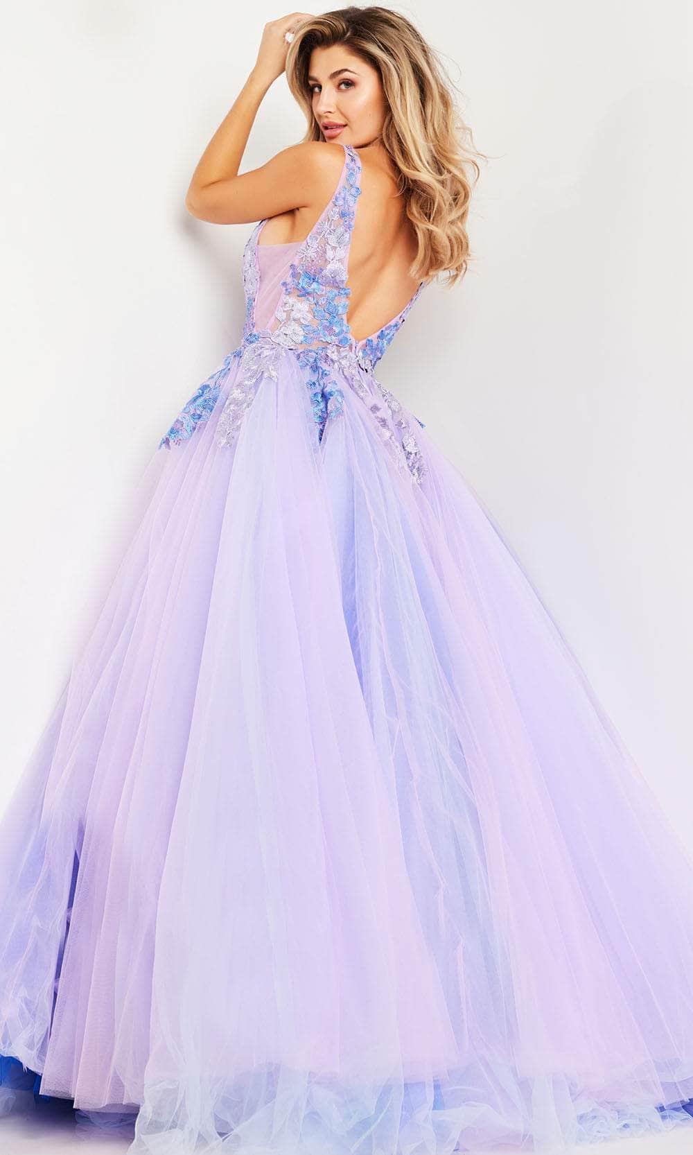 Jovani 24602 - V-Neck Floral Embroidered Ballgown Ball Gowns