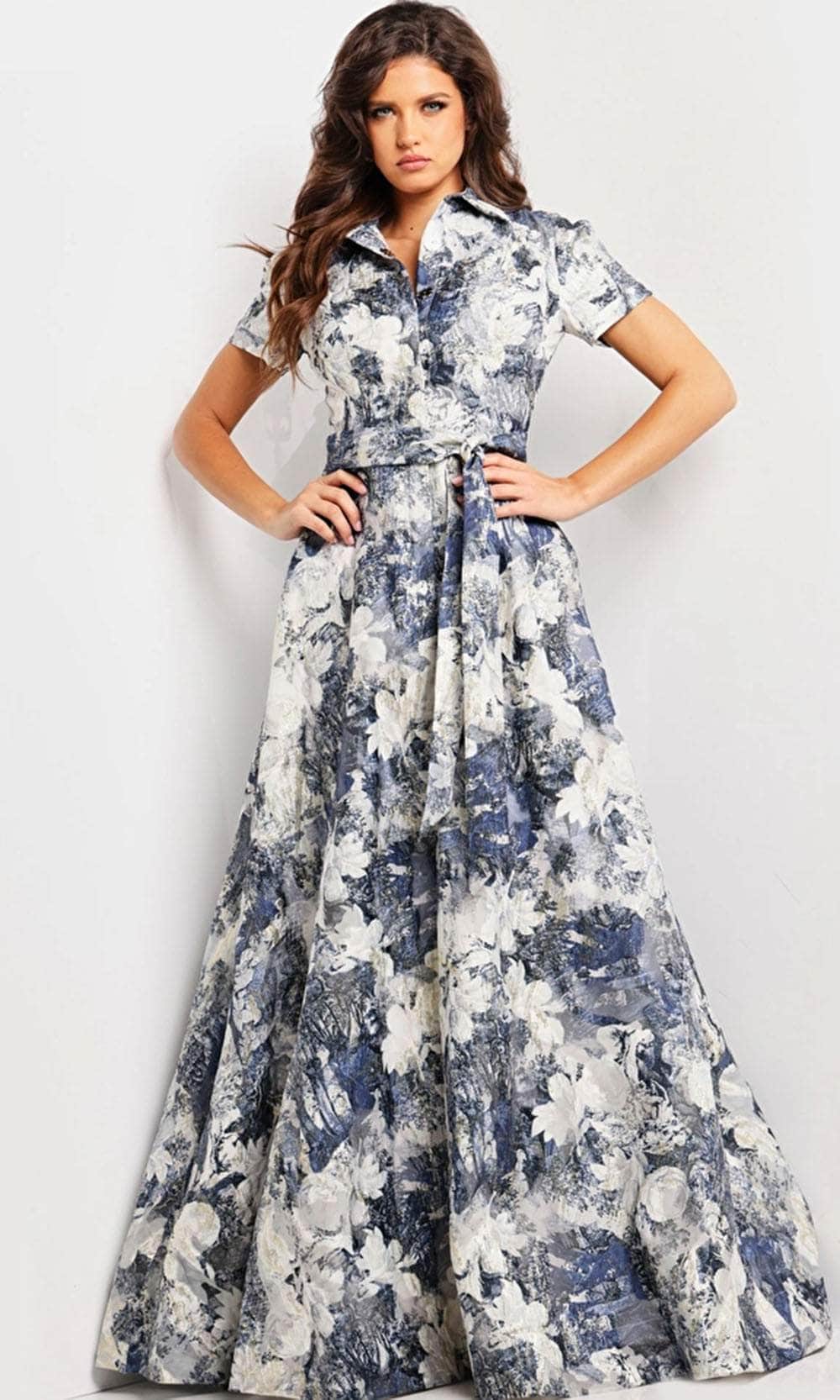 Jovani 25664 - Short Sleeve Printed Dress Mother of the Bride Dresses 00 / Print