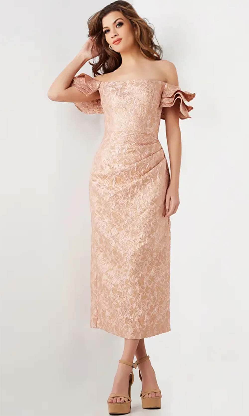 Jovani 25667 - Straight-Across Tea-length Dress Formal Dresses