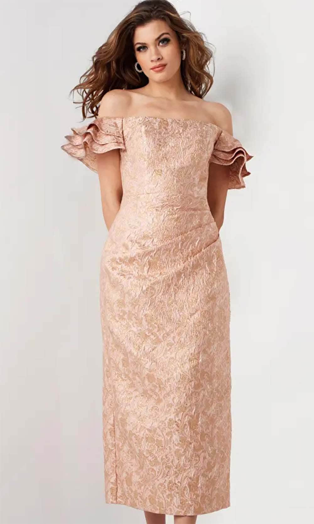 Jovani 25667 - Straight-Across Tea-length Dress Formal Dresses