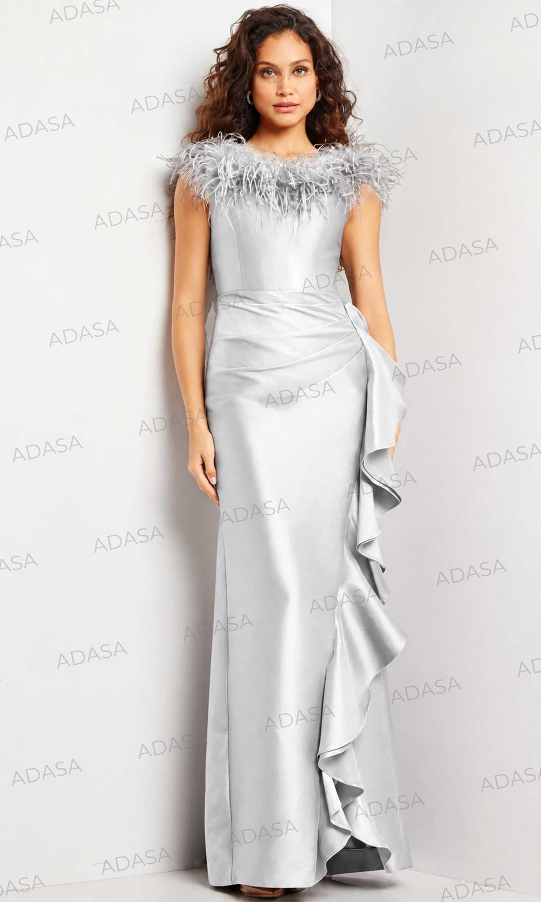 Jovani 25786 - Feather Neckline Evening Dress