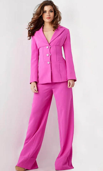 Jovani 25834 - V-Neck Blazer Pantsuit Formal Pantsuit