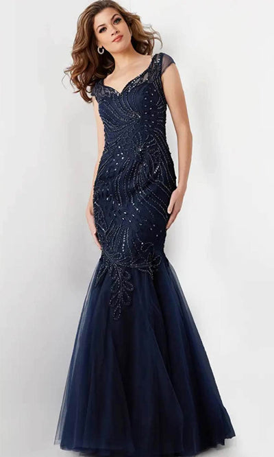 Jovani 25850 - Cap Sleeve Mermaid Gown Evening  Dresses