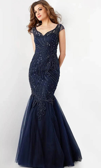 Jovani 25850 - Cap Sleeve Mermaid Gown Evening  Dresses