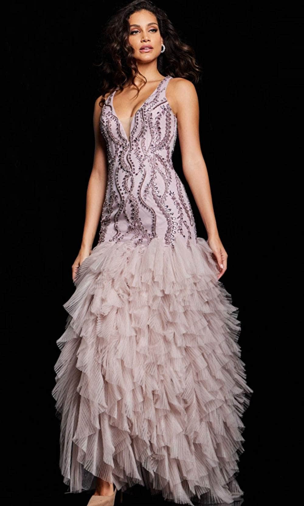 Jovani 25853 - V-Neck Mermaid Dress Prom Dresses
